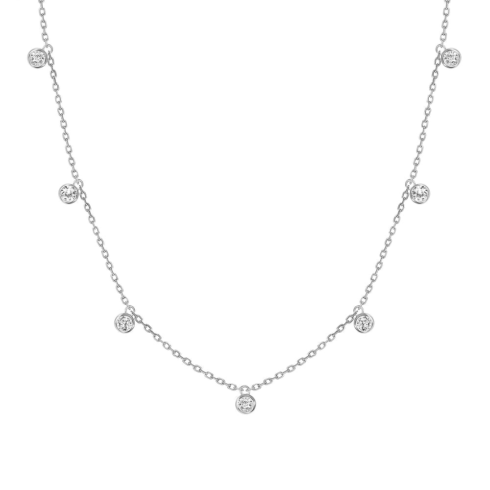 white gold diamond bezel hanging necklace