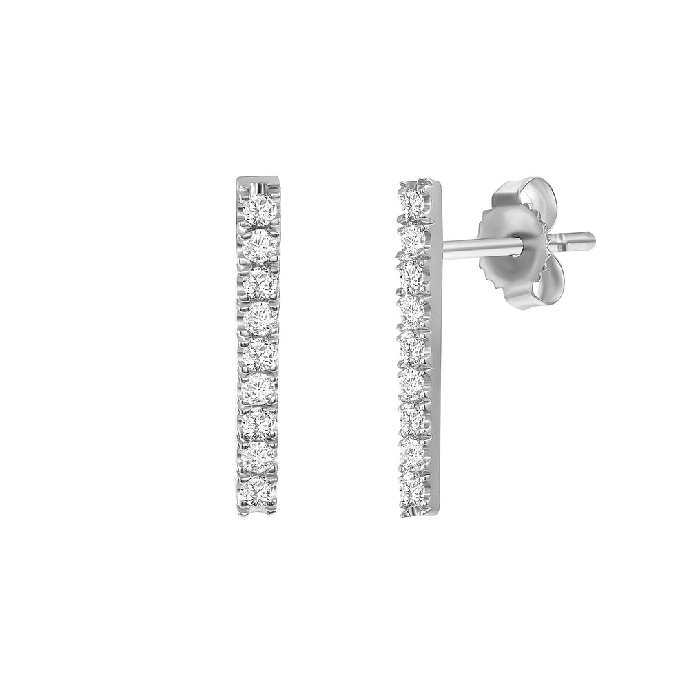 White Gold Diamond Bar Earrings