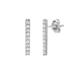 White Gold Diamond Bar Earrings
