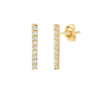 Yellow gold diamond bar earrings