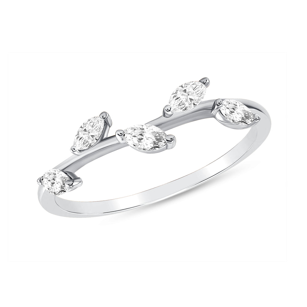 Pear shape diamond stack-able ring in white gold