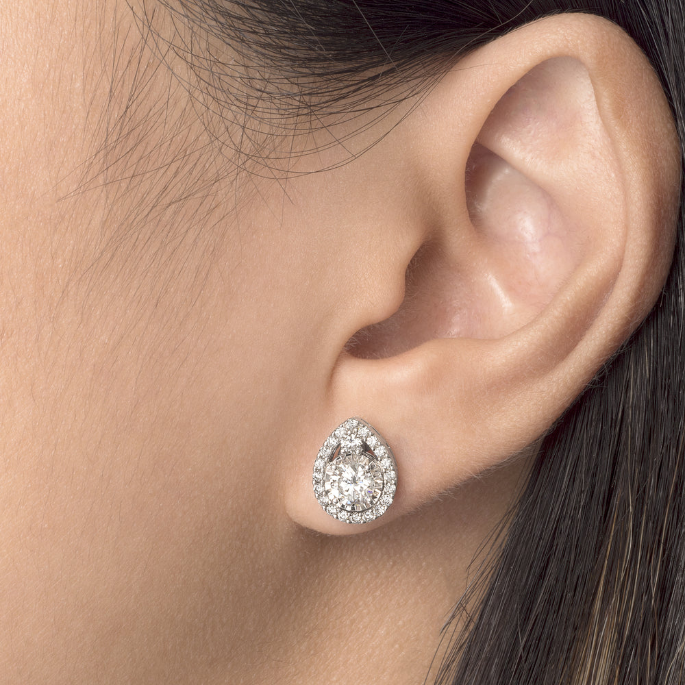 White Gold Diamond Tear Drop Earrings