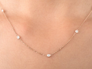 Bezel Train Diamond Necklace on Woman