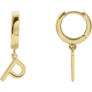 Initial Huggie Hoop Earrings