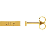 Engraved Name Earring Bar In Yellow Gold Personalized