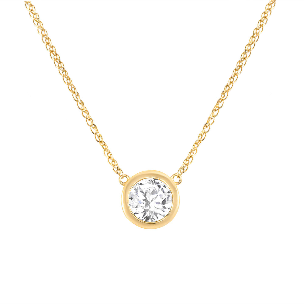 Yellow Gold Bezel Diamond Queen Necklace