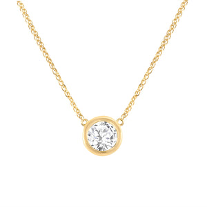 Yellow Gold Bezel Diamond Queen Necklace