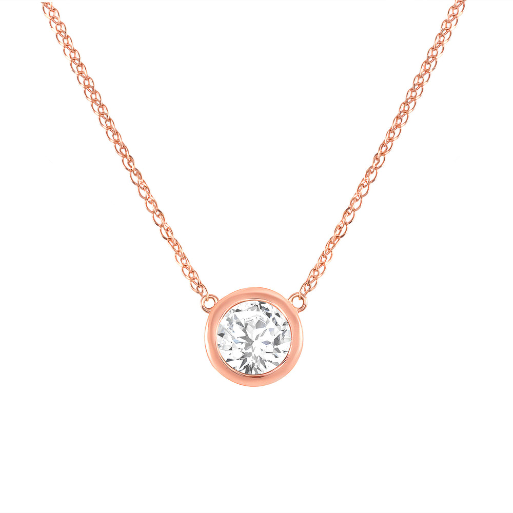 Rose Gold Diamond Bezel Necklace 