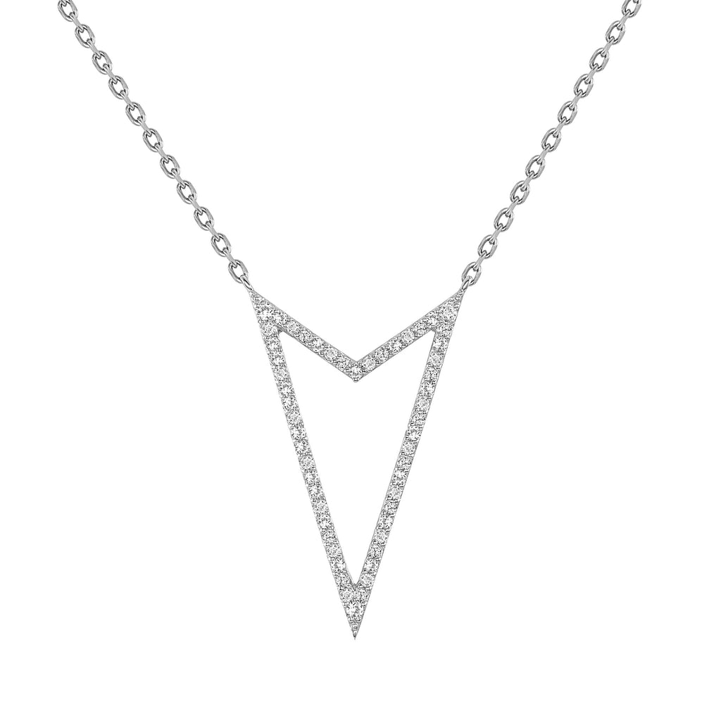 White Gold Rock Star V Shaped Necklace