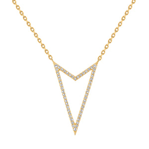 Yellow Gold Rock Star V Shaped Necklace