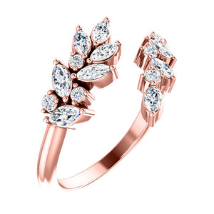 14k rose gold marquise cluster ring