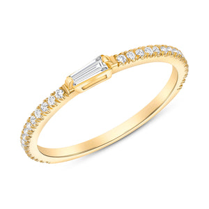 Yellow Gold Baguette Stack able Diamond Ring