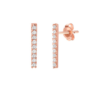 Rose Gold Nine Stone bar earrings 