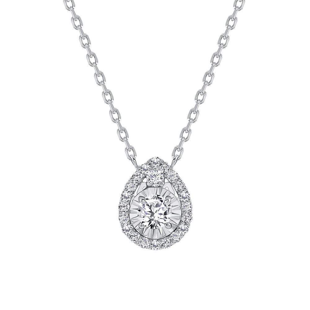 White Gold Diamond Diamond Pendant Tear Drop Necklace