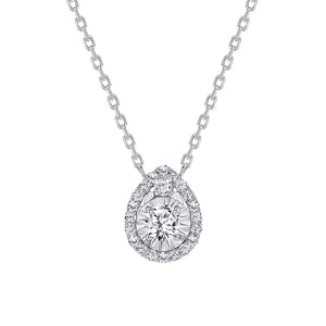 White Gold Diamond Diamond Pendant Tear Drop Necklace