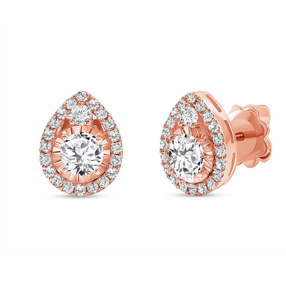 Rose Gold Diamond Tear Drop Earrings