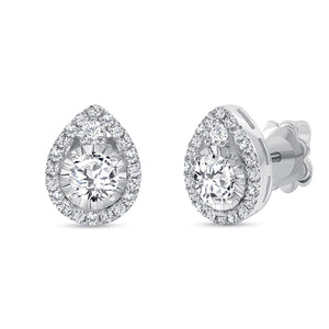 White Gold Diamond Tear Drop Earrings