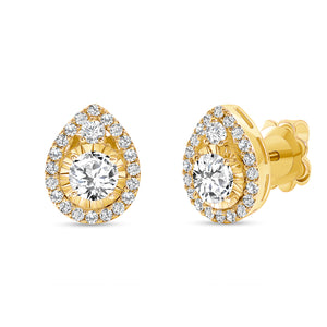 Yellow Gold Diamond Tear Drop Earrings