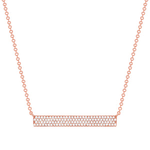 Rose Gold Thick Diamond Bar Necklace