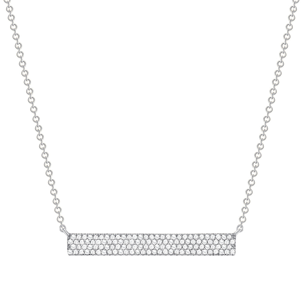 White GoldThick Diamond Bar Necklace