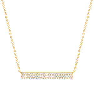 Yellow Gold Thick Diamond Bar Necklace