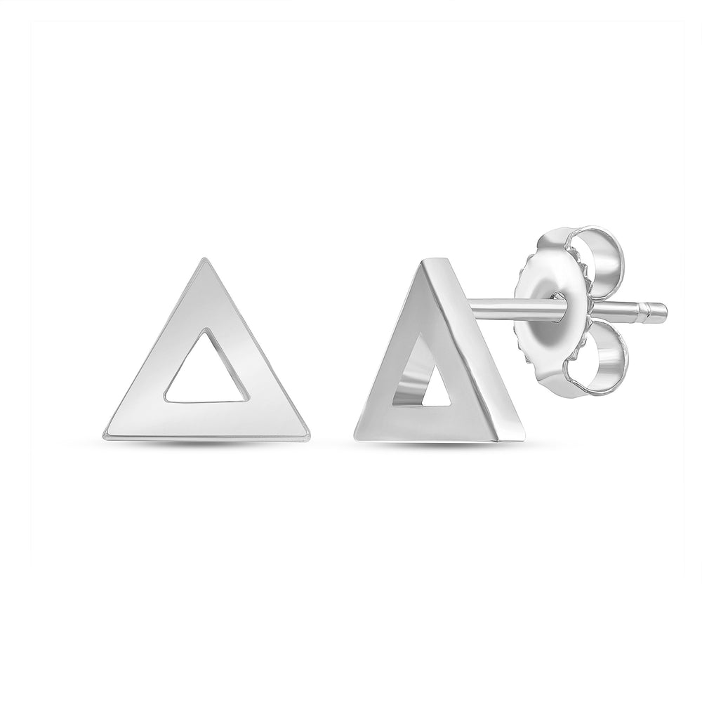 White Gold Triangle Shaped Earrings