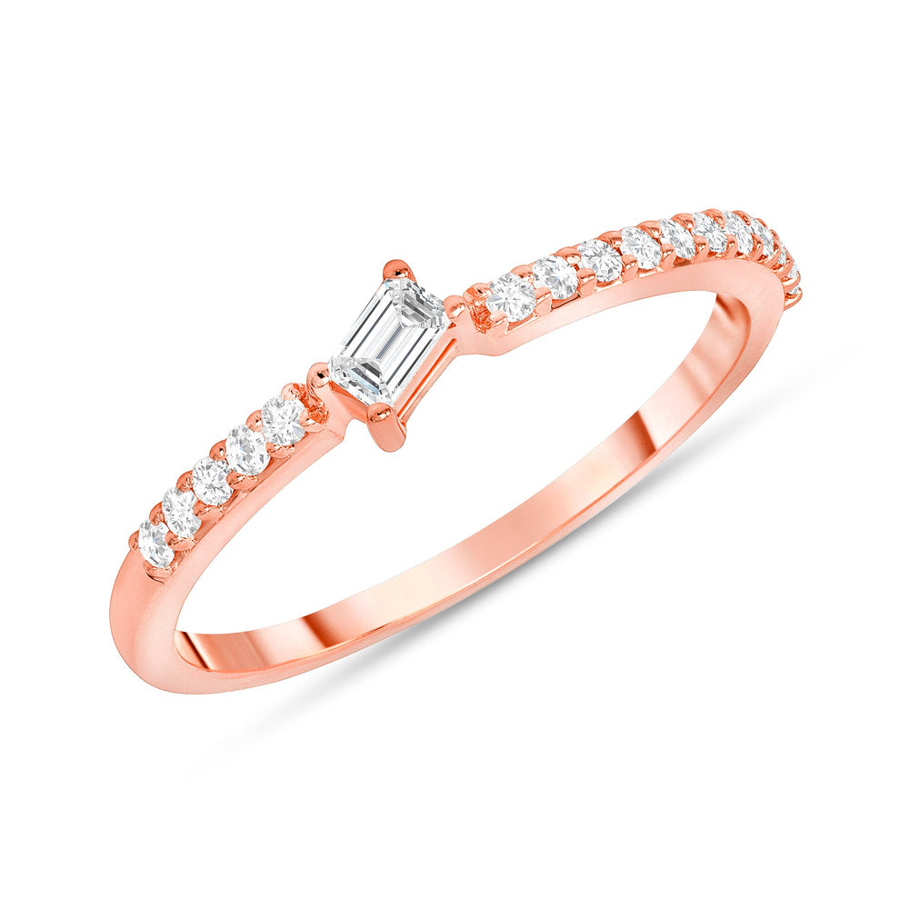 14k rose tilted baguette diamond ring