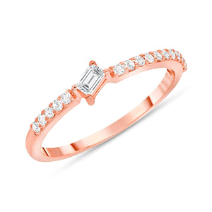 14k rose tilted baguette diamond ring