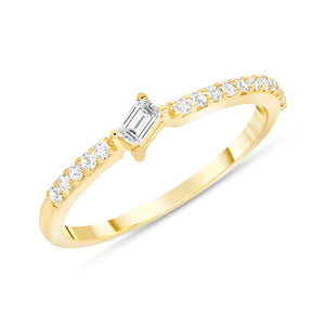 14k yellow tilted baguette diamond ring