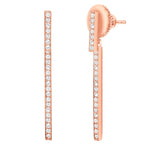 White Gold Vertical Diamond Bar Earrings