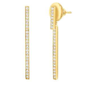 Yellow Gold Vertical Bar Diamond Earrings
