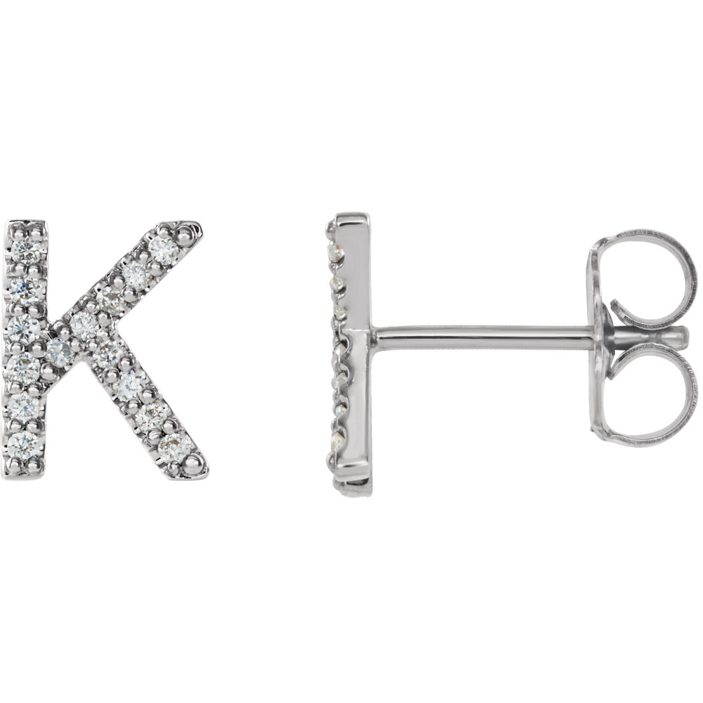 White Gold Letter K Earrings