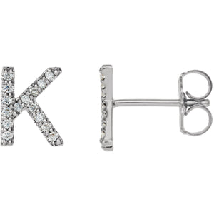 White Gold Letter K Earrings