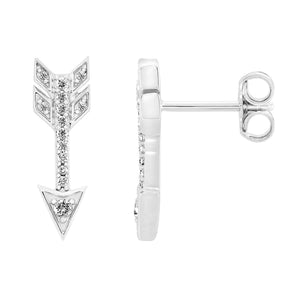 14K White Gold Arrow Diamond Earrings