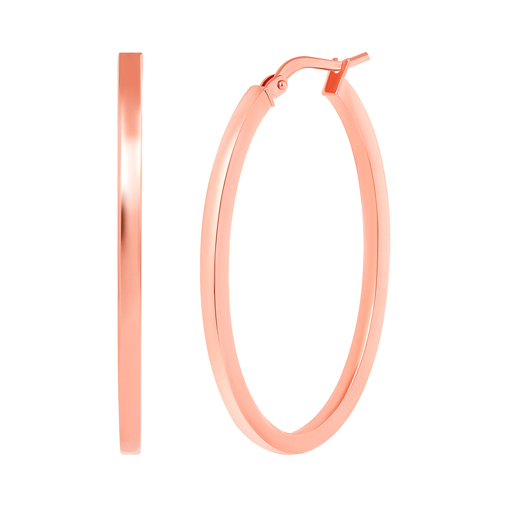 14k yellow oval hoop earrings