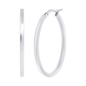 14k white oval hoop earrings