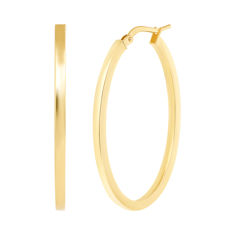 14k yellow oval hoop earrings
