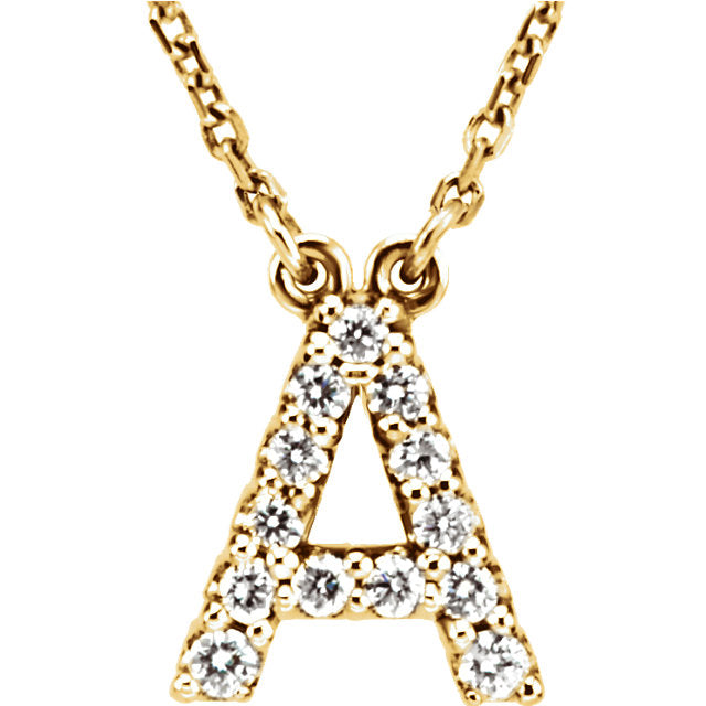Yellow Gold Letter A necklace