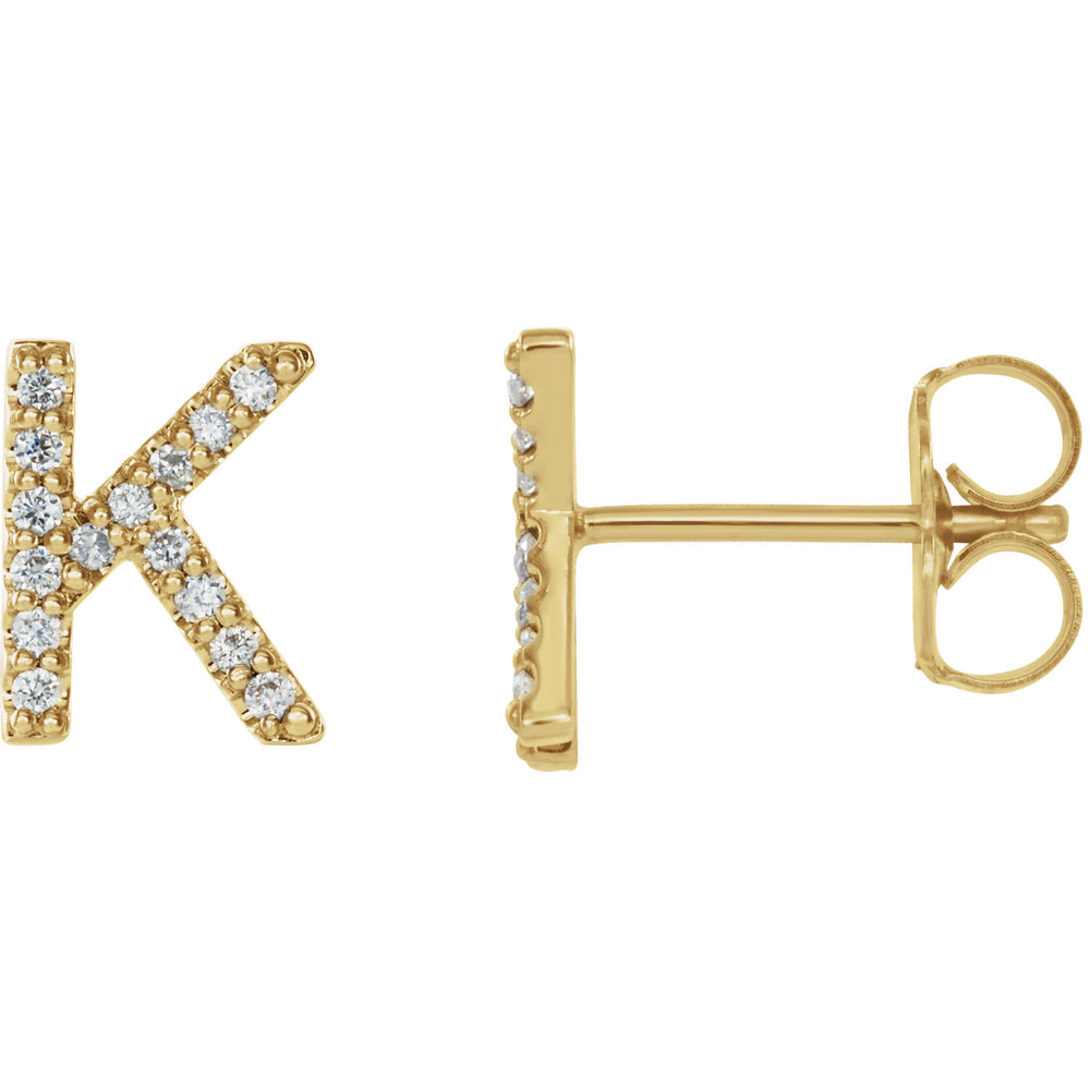 Yellow Gold Letter K Earrings