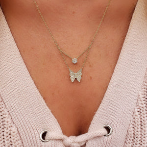 Double Chain Butterfly Diamond Necklace