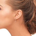 circle and chain earrings white gold