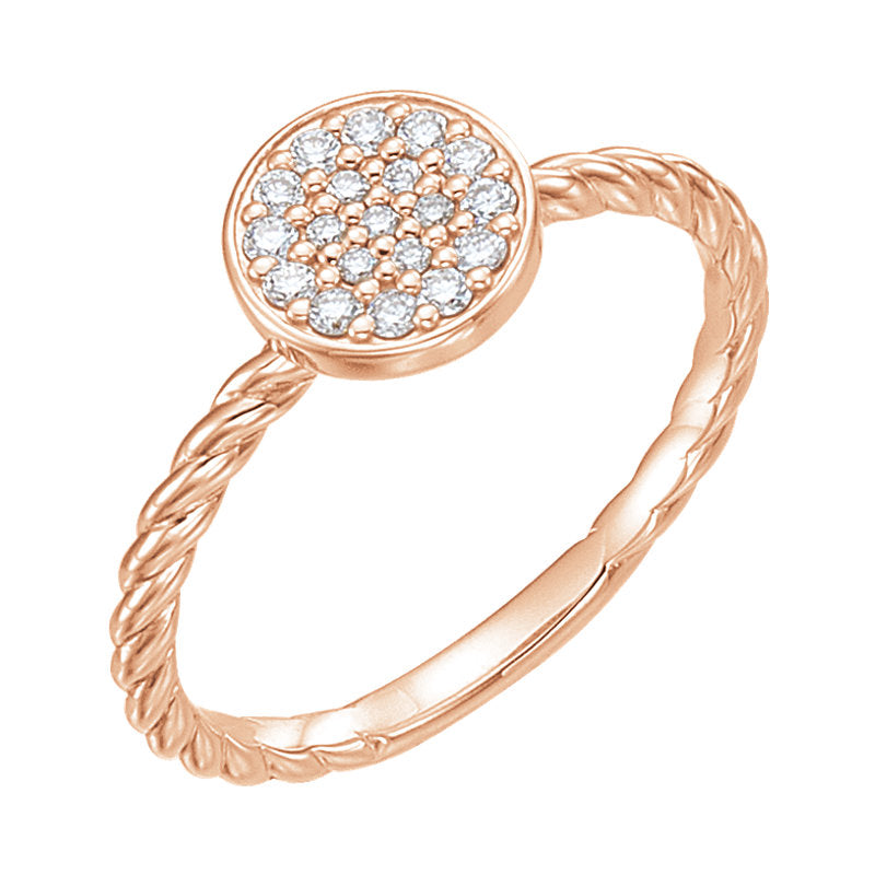 rose gold cluster rope ring