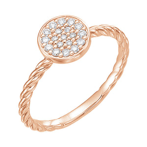 rose gold cluster rope ring