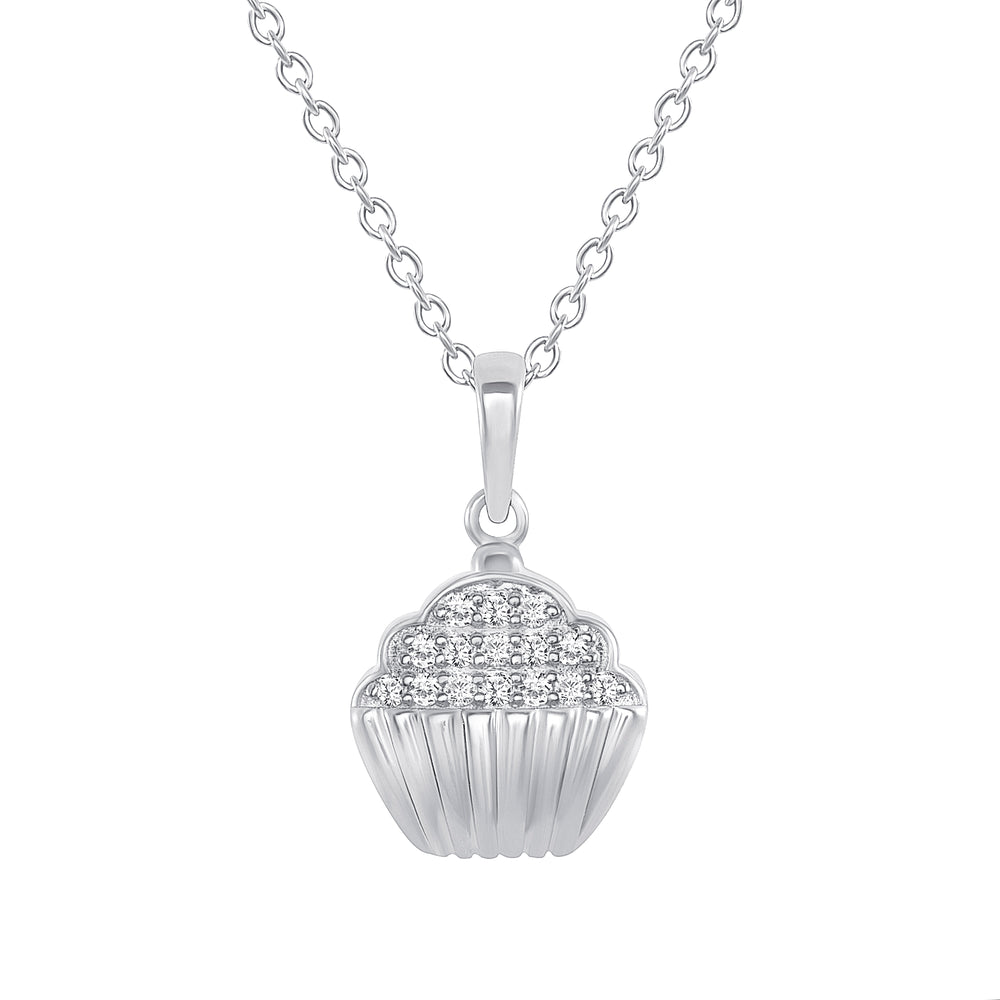 White Gold Cupcake Necklace