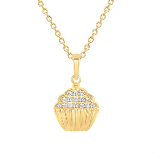 Yellow Gold Cupcake Necklace