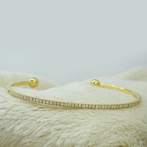 yellow gold diamond bangle cuff 