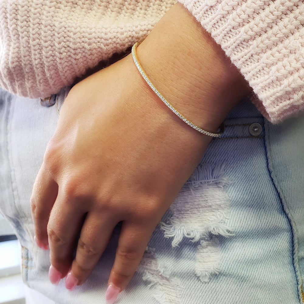 yellow gold diamond bangle cuff 