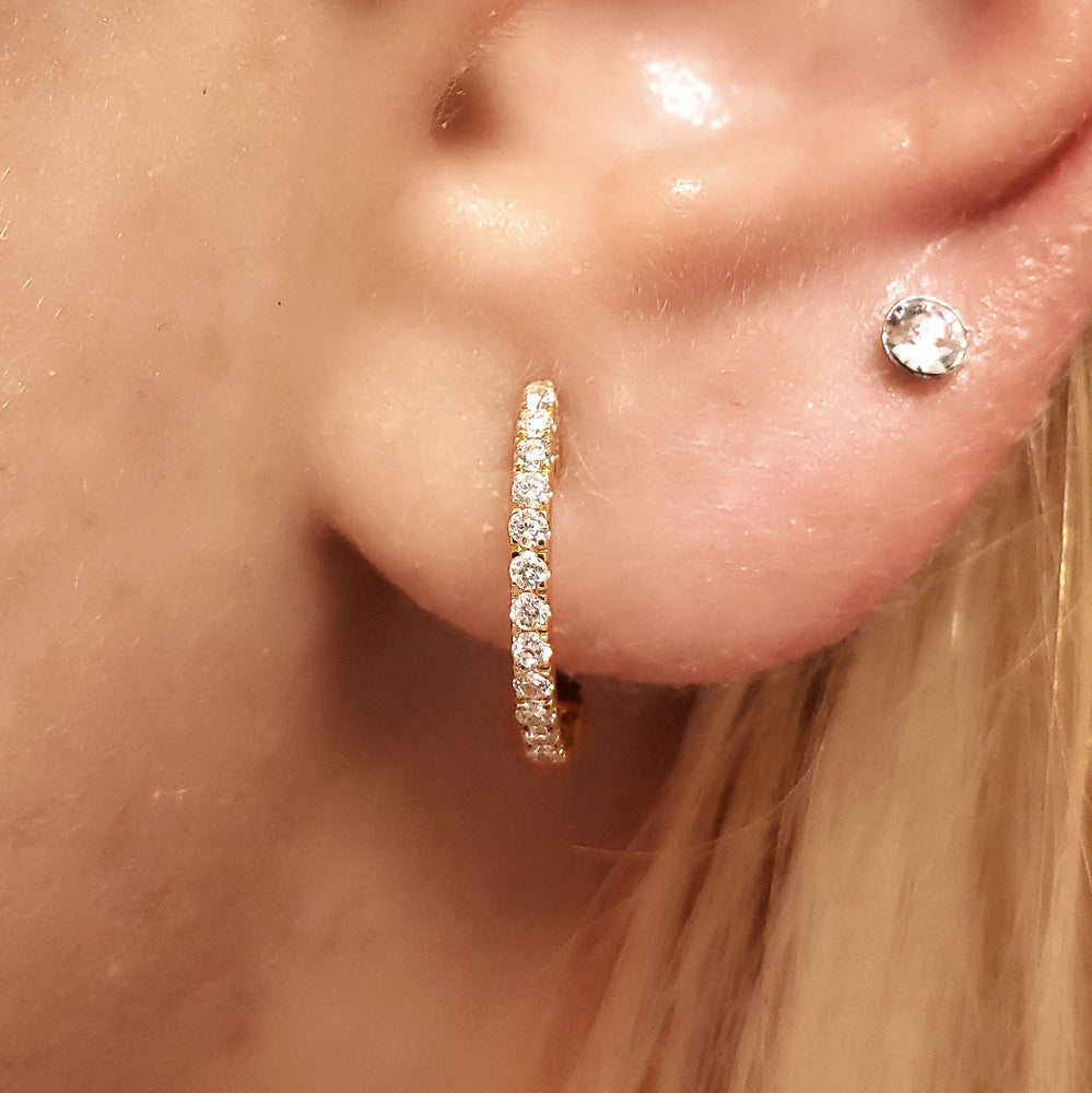 Diamond Huggie Hoops