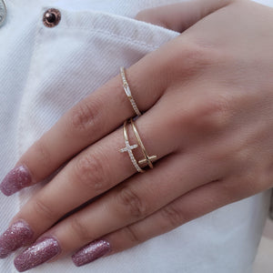 double cross diamond ring 