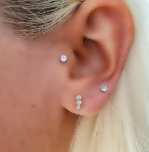 bezel diamond drip earrings rose gold